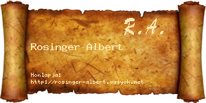 Rosinger Albert névjegykártya